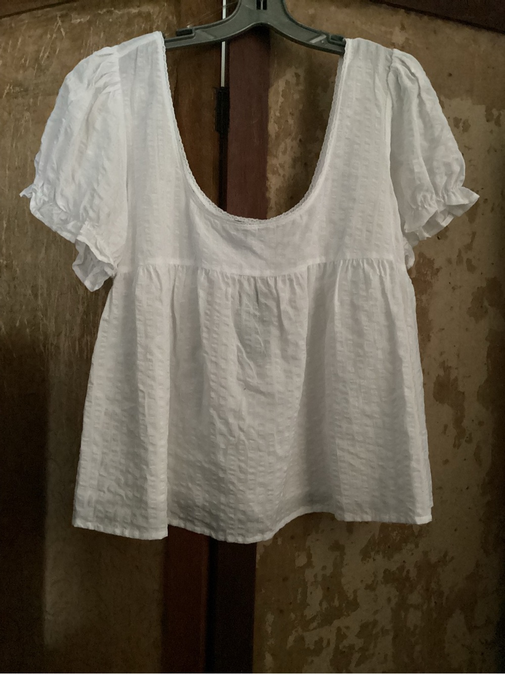 wild fable White Short-Sleeve Peasant Top